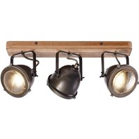 Lampe Carmen Wood Spotbalken 3flg burned steel/holz 3x PAR51, GU10, 5W, geeignet für Reflektorlampen (nicht enthalten) Köpfe schwenkbar - braun von Brilliant