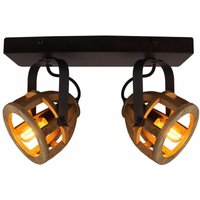 Lampe Matrix Wood Spotbalken 2flg. schwarz/natur 2x D45, E14, 40W, geeignet für Tropfenlampen nicht enthalten Köpfe schwenkbar Für LED-Leuchtmittel von Brilliant