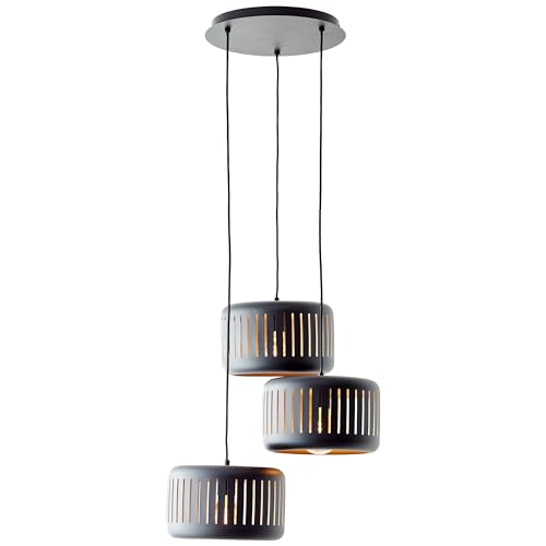 Brilliant Lampe Tyas Pendelleuchte 3flg Rondell schwarz/gold Metall/Bambus schwarz 3x A60, E27, 60 W von Brilliant