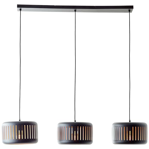 Brilliant Lampe Tyas Pendelleuchte 3flg schwarz/gold Metall/Holz schwarz 3x A60, E27, 60 W von Brilliant