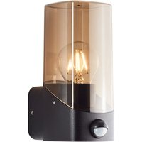 Brilliant Minou Außenwandleuchte mit Bewegungsmelder - Wandleuchte außen schwarz/Rauchglas E27 - Standard & LED Leuchtmittel geeignet - Außenleuchte von Brilliant