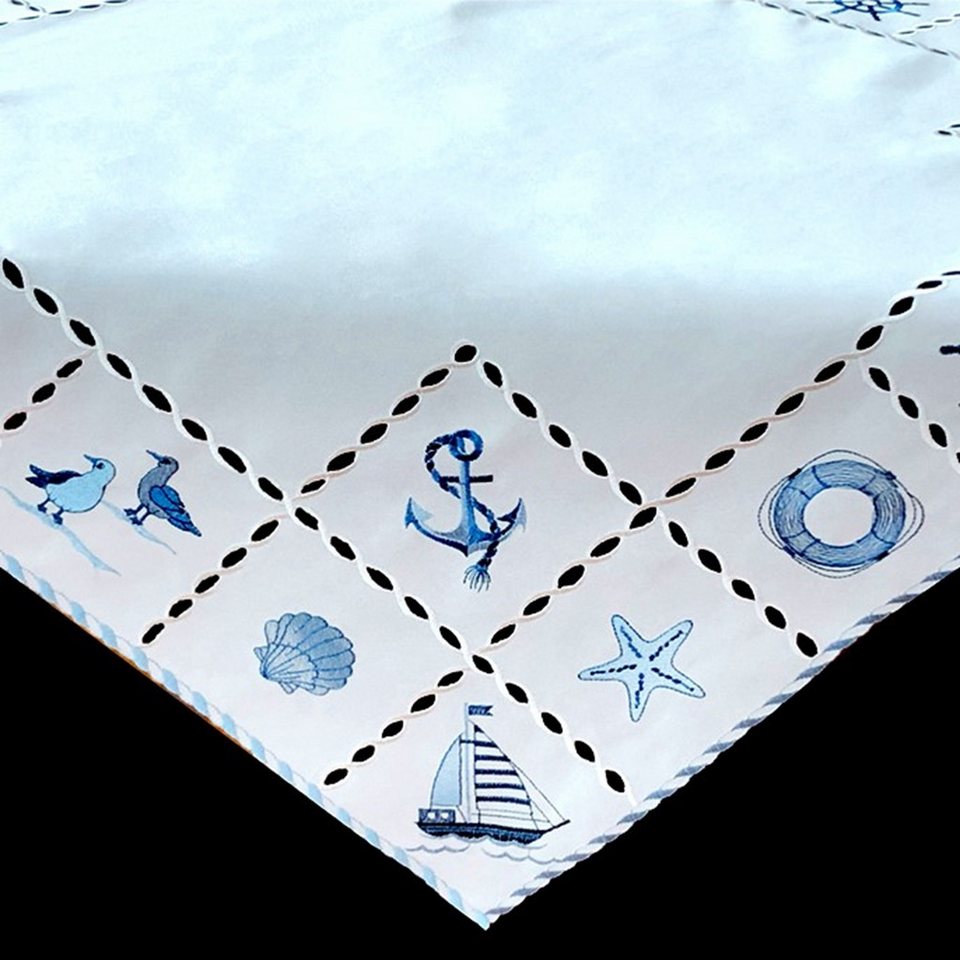 Brilliant Mitteldecke Bestickt / Versch. Größen / Maritim / CY-5366-1M, Bestickt Brilliant Mitteldecke Bestickt / Versch. Größen / Maritim / CY-5366-1M, Bestickt von Brilliant