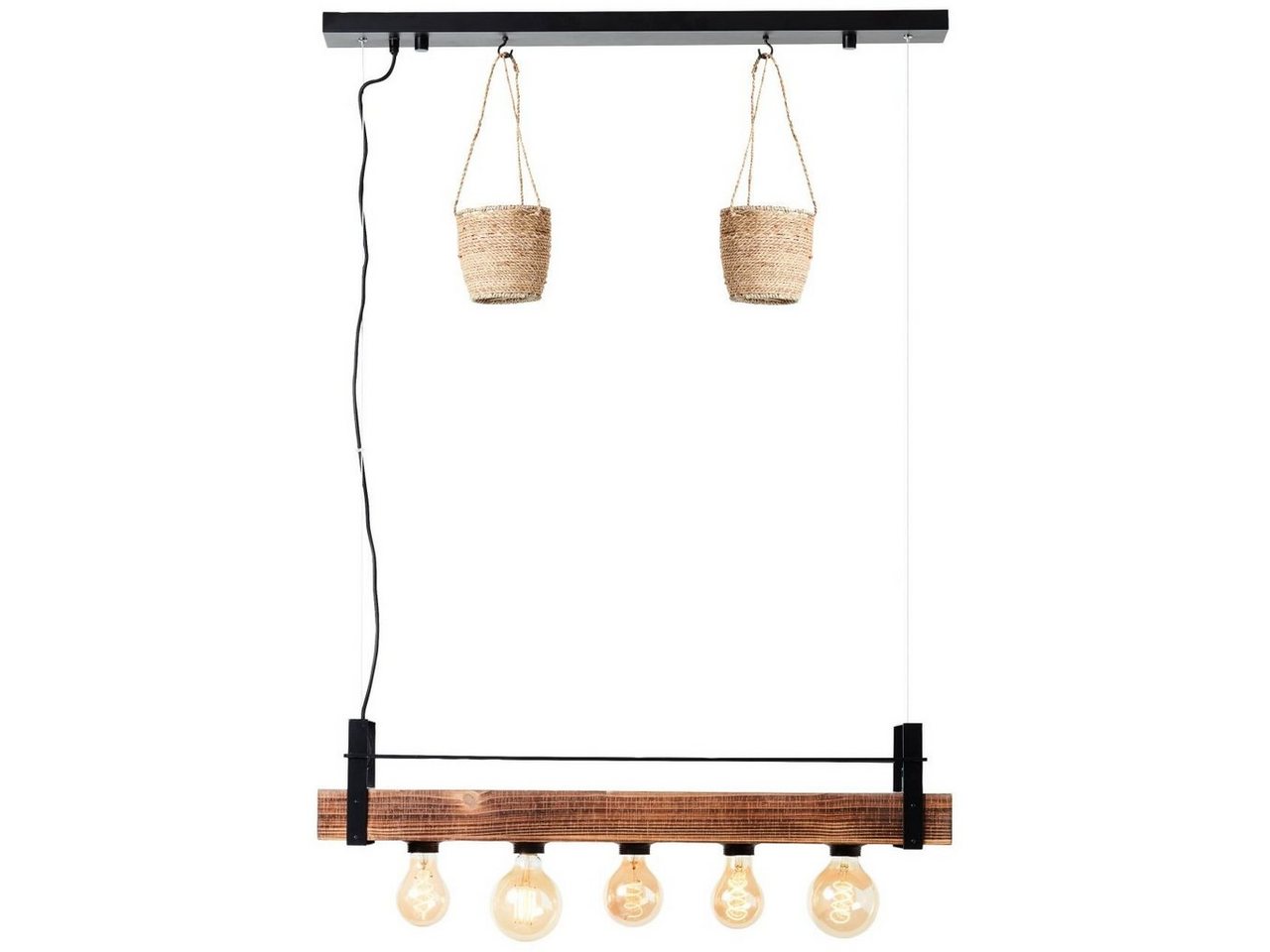 Brilliant Pendelleuchte Bankwood, Lampe, Bankwood Pendelleuchte 5flg schwarz/holzfarbend, 5x A60, E27, 2 Brilliant Pendelleuchte Bankwood, Lampe, Bankwood Pendelleuchte 5flg schwarz/holzfarbend, 5x A60, E27, 2 von Brilliant