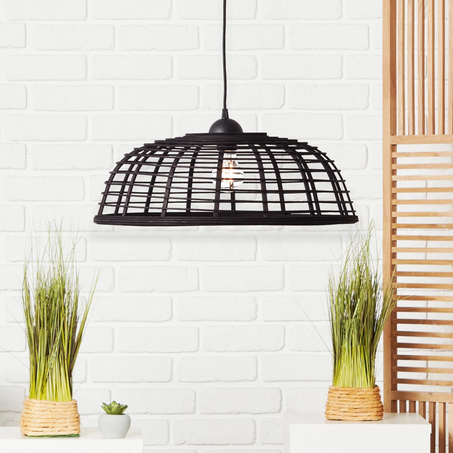 Brilliant Pendelleuchte Crosstown Ø 48 cm Holz dunkel und Schwarz Brilliant Pendelleuchte Crosstown Ø 48 cm Holz dunkel und Schwarz von Brilliant
