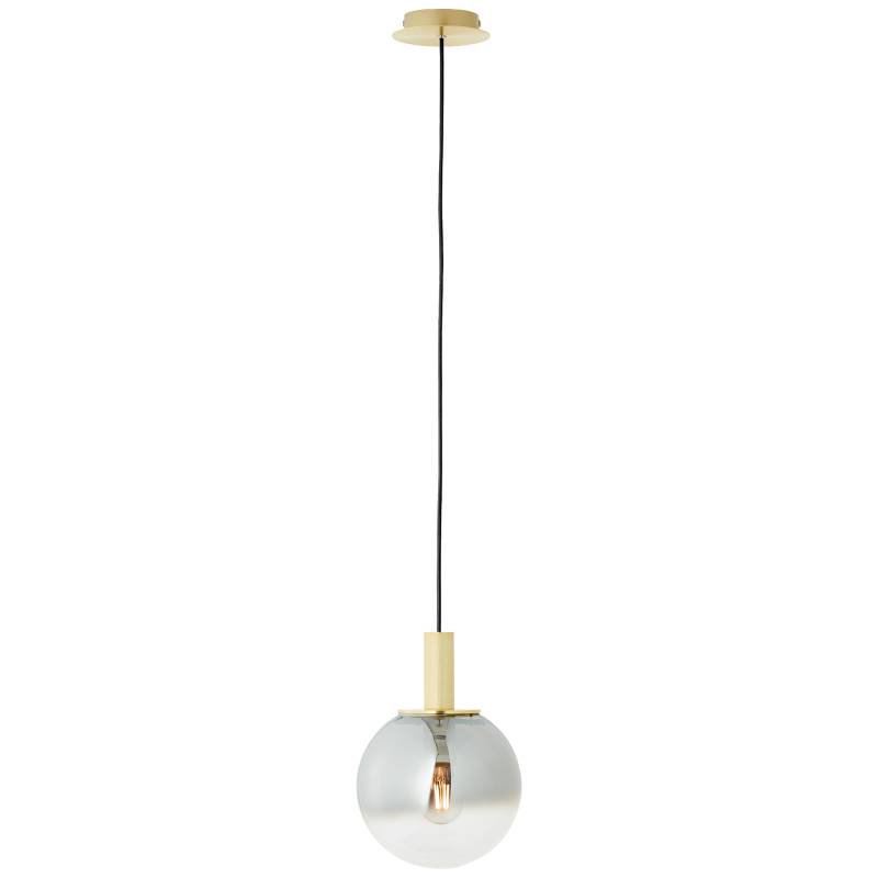 Brilliant Pendelleuchte GOULD 1-flammig in Metall gold/Glas grau getönt von Brilliant