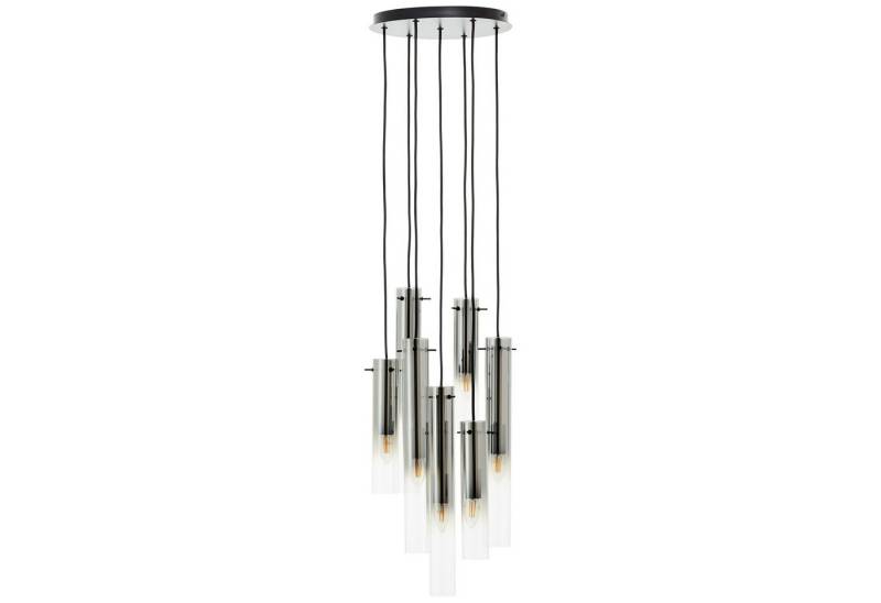 Brilliant Pendelleuchte Glasini, ohne Leuchtmittel, 199 x 32 cm, 7 x E14, kürzbar, Metall/Rauchglas, matt schwarz von Brilliant