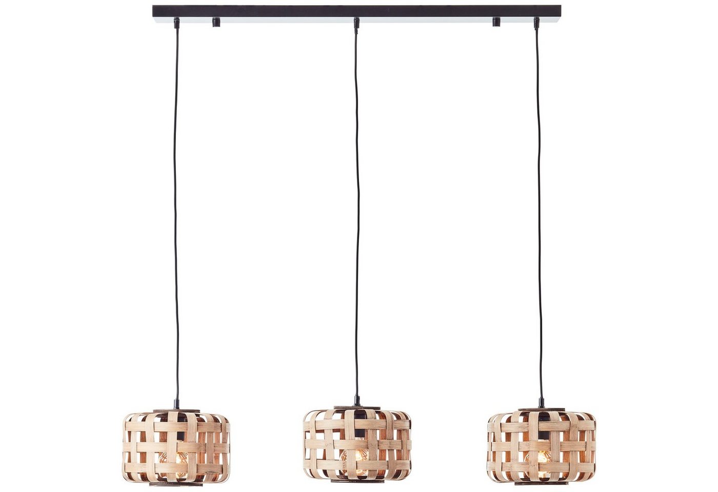 Brilliant Pendelleuchte Woodline, ohne Leuchtmittel, 146 x 25 x 104 cm, 3 x E27, Schirme aus Bambus, natur/schwarz Brilliant Pendelleuchte Woodline, ohne Leuchtmittel, 146 x 25 x 104 cm, 3 x E27, Schirme aus Bambus, natur/schwarz von Brilliant