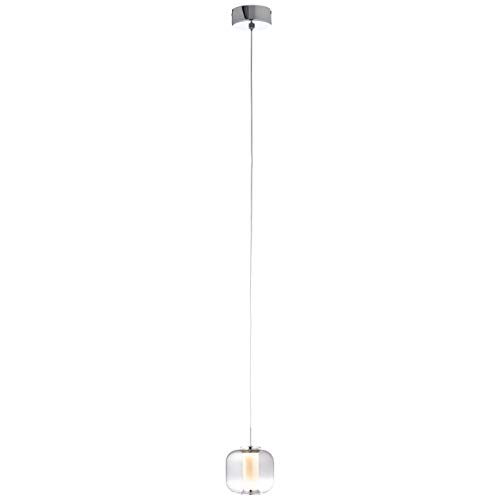 Brilliant Rafa LED Pendelleuchte 1flg chrom/rauchglas Innenleuchten,Pendelleuchten | 1x 7W LED integriert, (Lichtstrom: 437lm, Lichtfarbe: 3000K) | In der Höhe einstellbar/Kabel kürzbar von Brilliant
