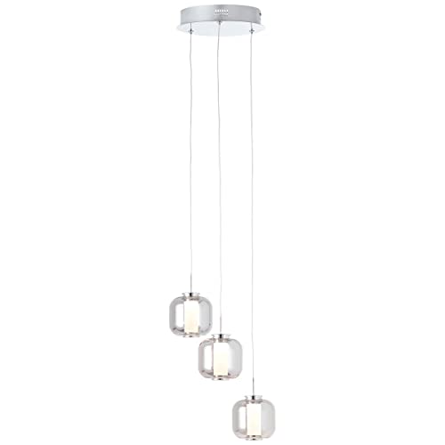 Brilliant Rafa LED Pendelleuchte 3flg Rondell chrom/rauchglas Innenleuchten,Pendelleuchten,-Rondell | 3x 5.67W LED integriert, (Lichtstrom: 528lm, Lichtfarbe: 3000K) | In der Höhe einstellbar/Kabel von Brilliant