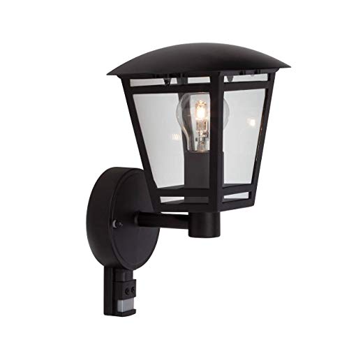 BRILLIANT Lampe Riley Außenwandleuchte stehend Bewegungsmelder schwarz | 1x A60, E27, 40W, geeignet für Normallampen (nicht enthalten) | Skala A++ bis E | IP-Schutzart: 44 - spritzwassergeschützt von Brilliant