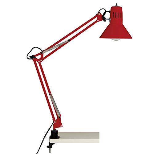 BRILLIANT Lampe Hobby Schreibtischklemmleuchte rot | 1x A60, E27, 40W, geeignet für Normallampen (nicht enthalten) | Mit Druckschalter am Leuchtenkopf von Brilliant