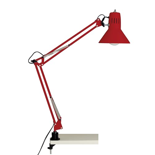 BRILLIANT Lampe Hobby Schreibtischklemmleuchte rot | 1x A60, E27, geeignet für Normallampen (nicht enthalten) | Mit Druckschalter am Leuchtenkopf von Brilliant