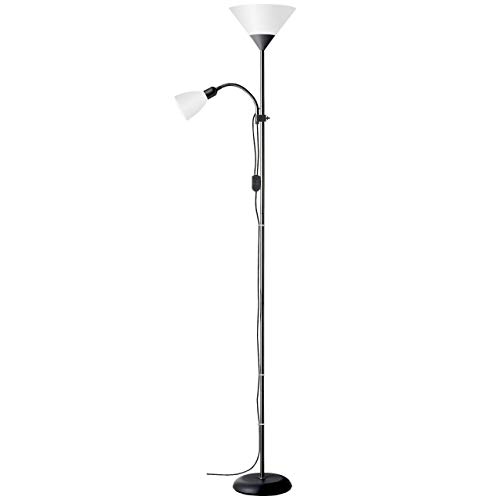 BRILLIANT Lampe Spari Deckenfluter Lesearm schwarz/weiß | 1x A60, E27, 60W, geeignet für Normallampen (nicht enthalten) | Mit Schnurzwischenschalter von Brilliant