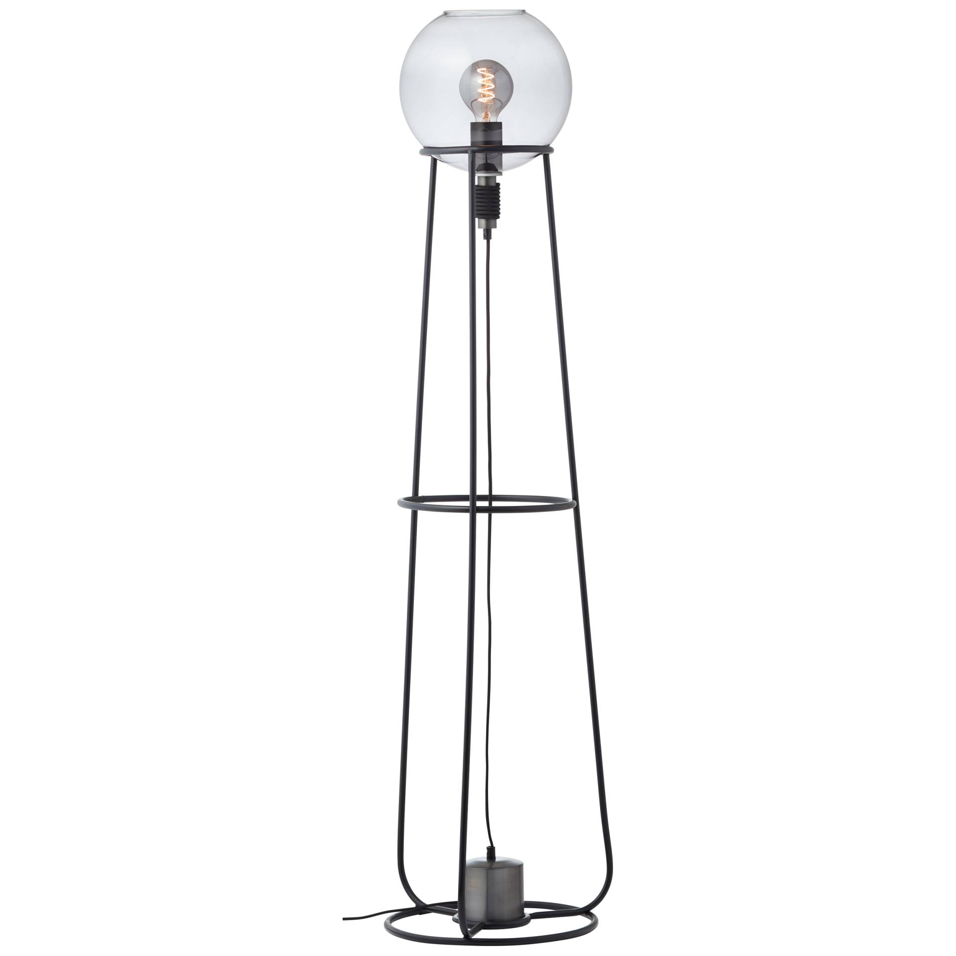 Brilliant Standleuchte PHEME 1-flammig in Metall schwarz/Glas silberfarben von Brilliant