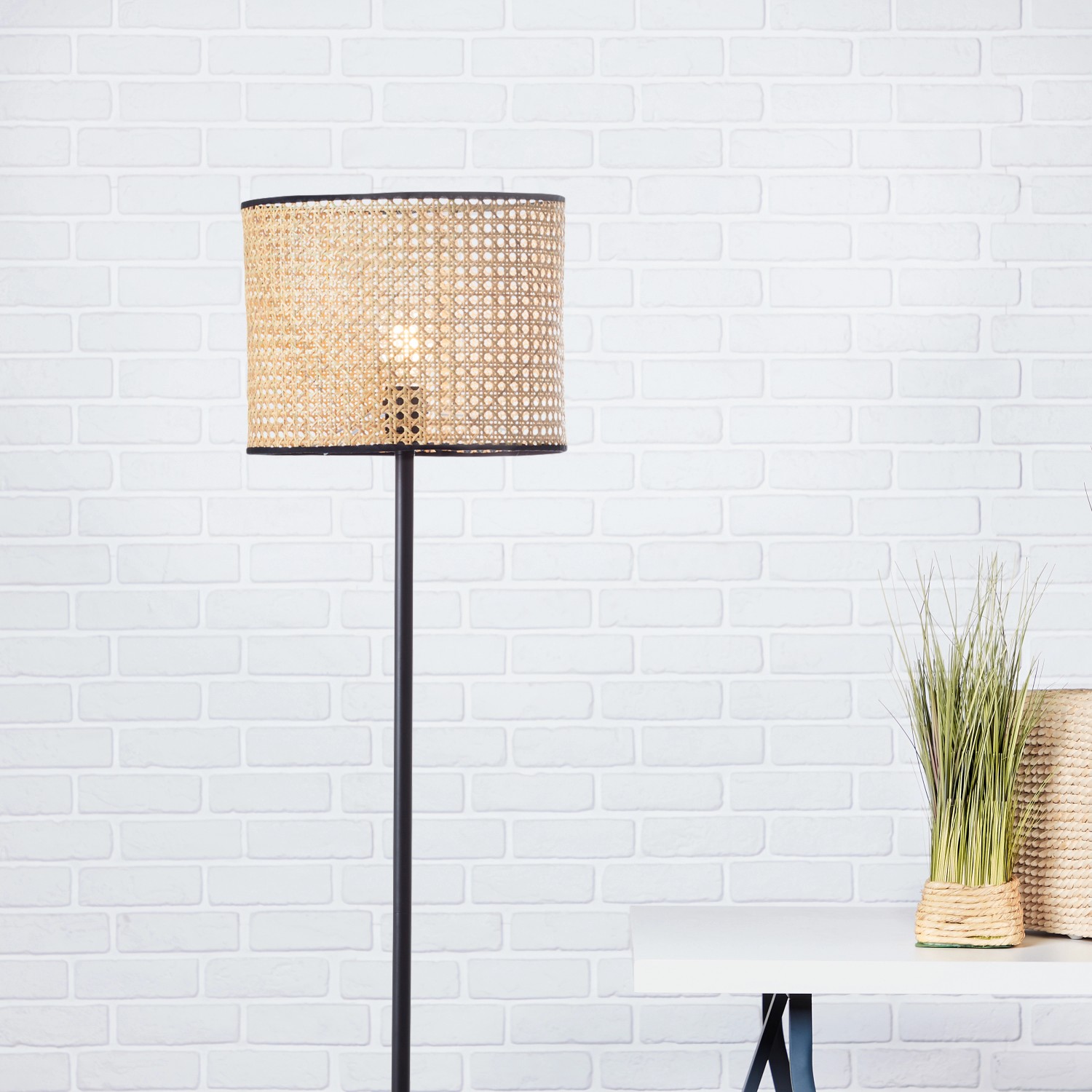 Brilliant Standleuchte Wiley 1-flammig Rattan von Brilliant