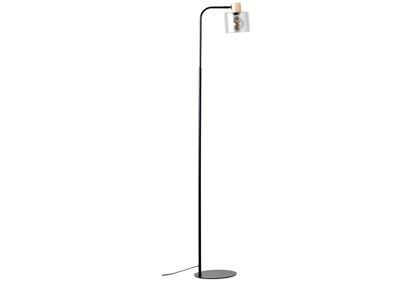 Brilliant Stehlampe, Weald Standleuchte 1,6m schwarz/rauch/holz Metall/Glas/Holz Fußschalte Brilliant Stehlampe, Weald Standleuchte 1,6m schwarz/rauch/holz Metall/Glas/Holz Fußschalte von Brilliant