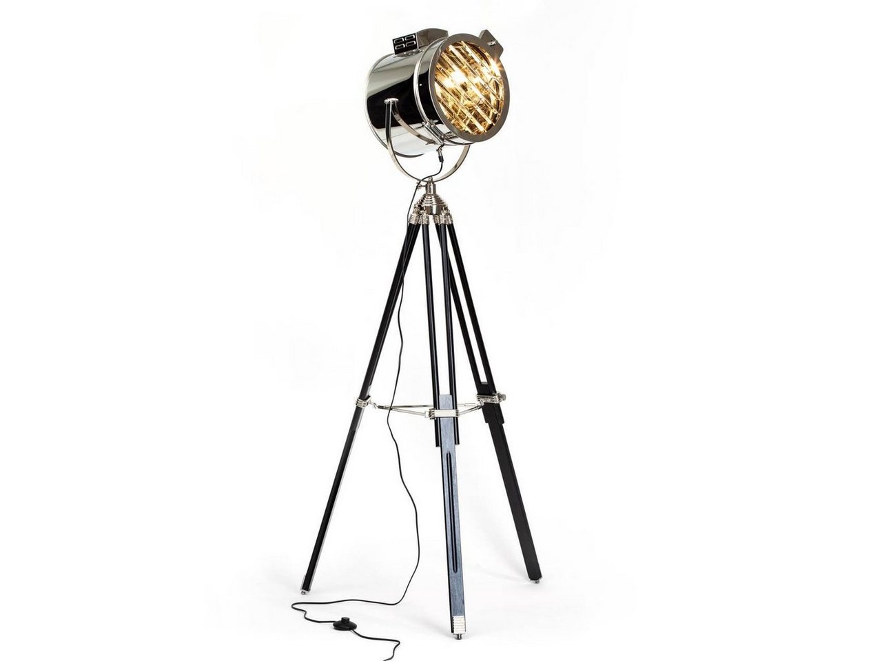 Brilliant Stehlampe Cine, Lampe Cine Standleuchte dreibeinig schwarz/chrom 1x A60, E27, 60W, g von Brilliant