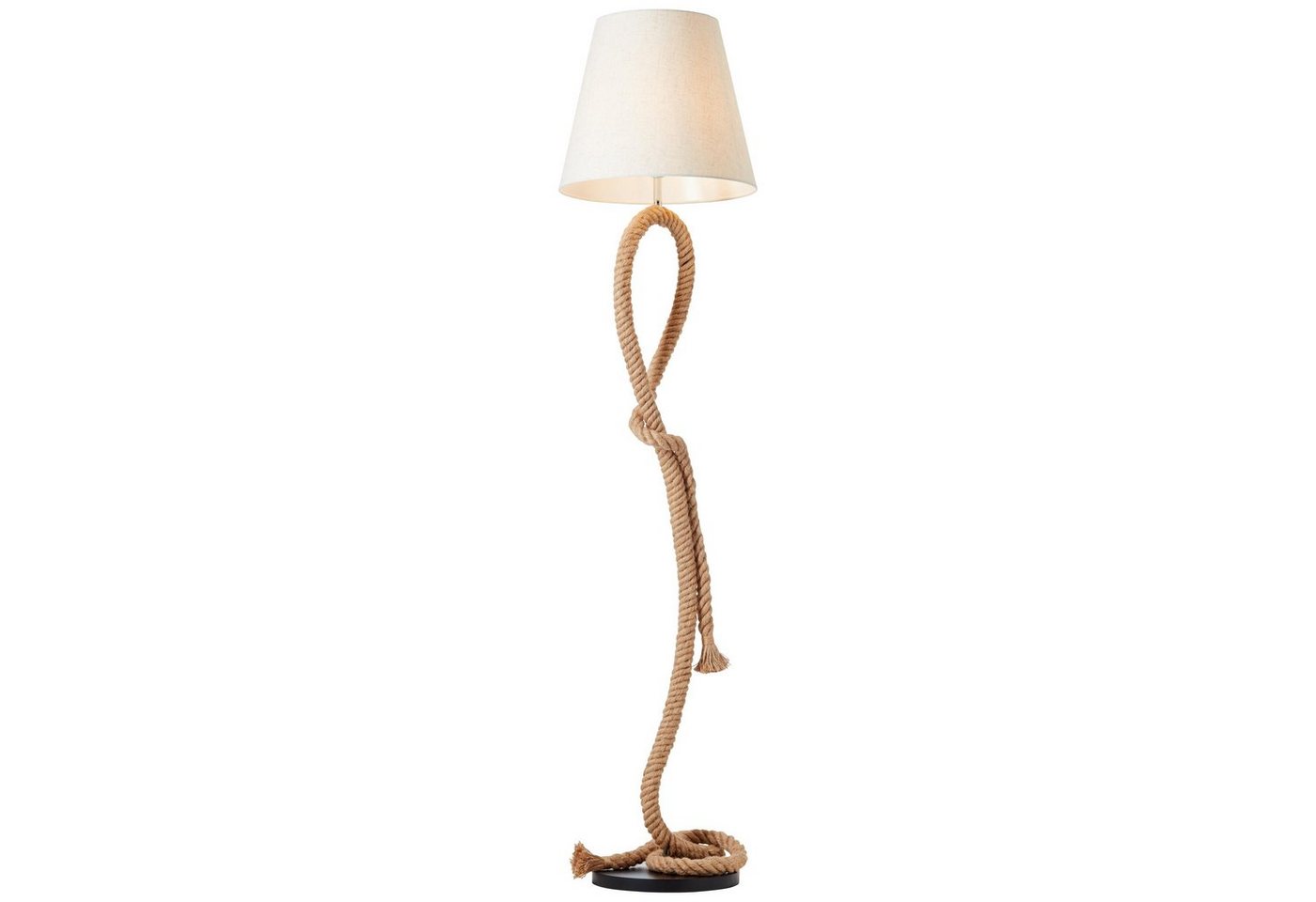 Brilliant Stehlampe Sailor, ohne Leuchtmittel, 175 cm Höhe, Ø 40 cm, E27, Seil/Textil/Metall, natur/weiß von Brilliant