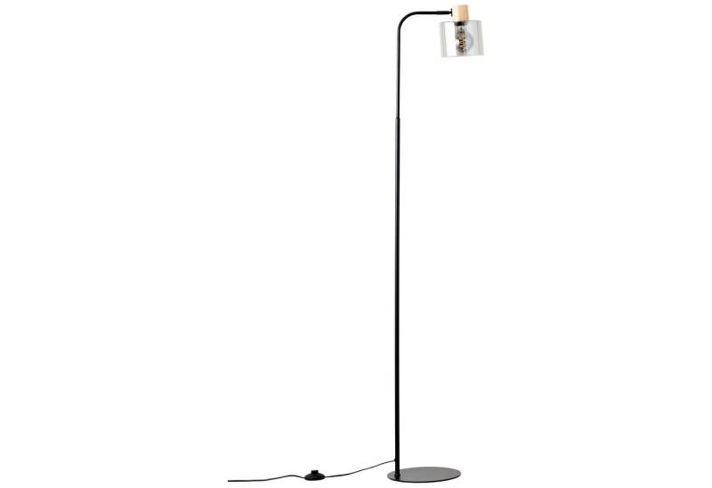 Brilliant Stehlampe Weald, ohne Leuchtmittel, Höhe 160 cm, E27, Metall/Glas/Holz, schwarz/rauch/holz von Brilliant