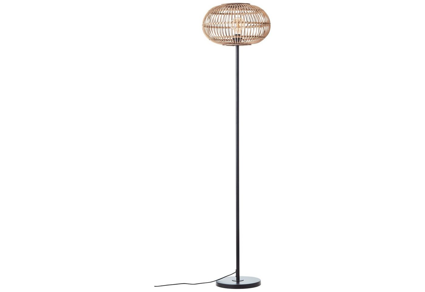 Brilliant Stehlampe Woodball, ohne Leuchtmittel, mit Bambus Schirm, 153 x 38 cm, E27, matt schwarz/natur von Brilliant