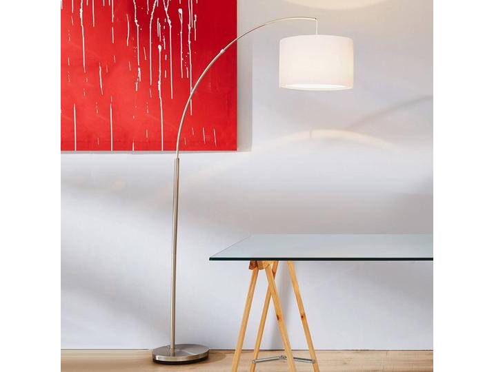 Brilliant Bogenlampe CLARIE, alu / grau / zink, für Wohn- / Esszimmer, Metall, Modern, Stehlampe von Brilliant