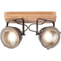 Lampe Carmen Wood Spotbalken 2flg burned steel/holz 2x PAR51, GU10, 5W, geeignet für Reflektorlampen (nicht enthalten) Köpfe schwenkbar - braun von Brilliant