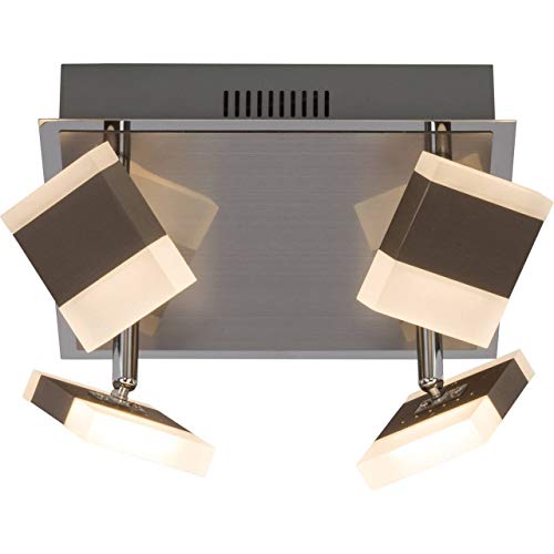 Brilliant Target LED Spotplatte 4 flg Deckenstrahler schwenkbar nickel/chrom 1400 Lumen, LED integriert von Brilliant