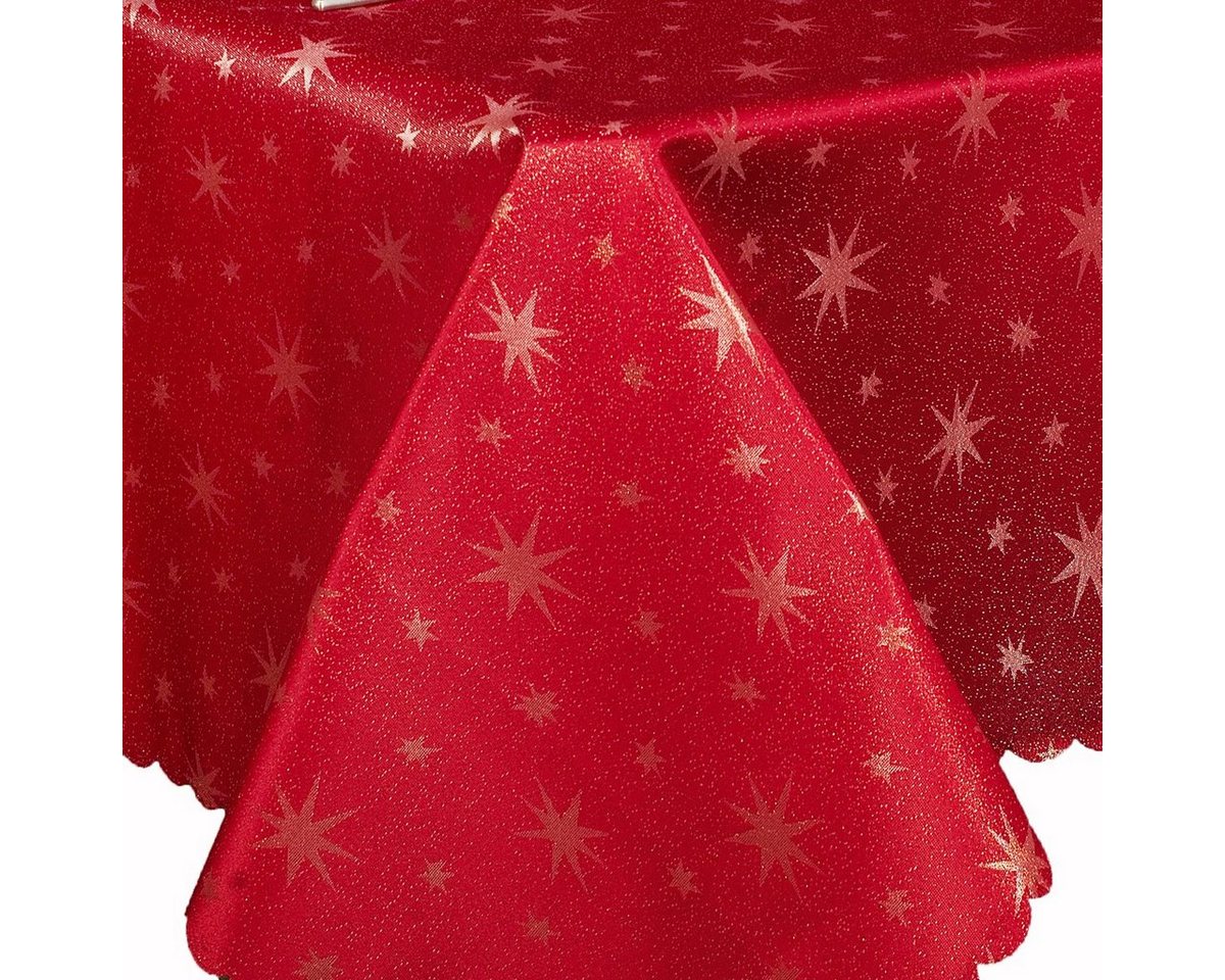 Brilliant Tischdecke LUREX STERNE Tischdecke ECKIG Weihnachten festlich Glimmer Glitzer, Jaquardgewebe von Brilliant