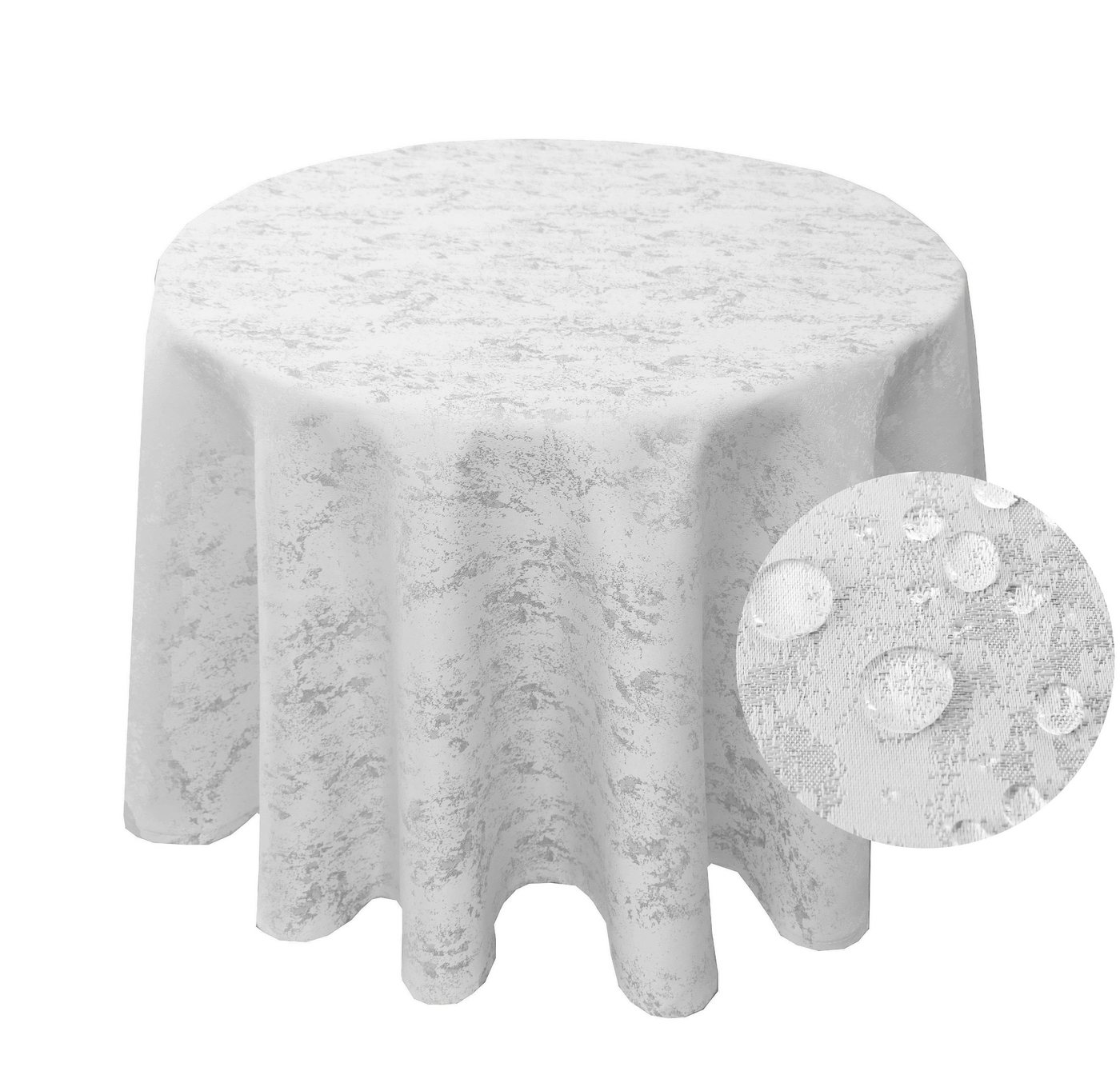 Brilliant Tischdecke MELIERT Tischdecke Weiß RUND 160 cm bügelfrei, Jacquardgewebe von Brilliant