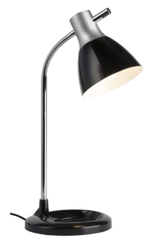 BRILLIANT Lampe Jan Tischleuchte silber/schwarz | 1x A60, E27, 40W, geeignet für Normallampen (nicht enthalten) | Mit Druckschalter am Kopf von Brilliant