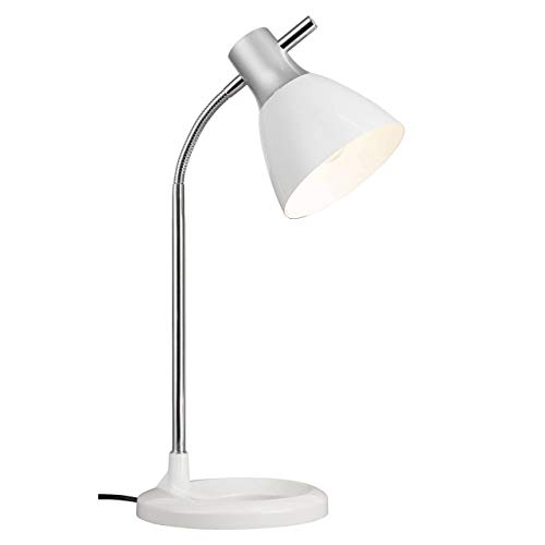 BRILLIANT Lampe Jan Tischleuchte silber/weiß | 1x A60, E27, 40W, geeignet für Normallampen (nicht enthalten) | Mit Druckschalter am Kopf von Brilliant