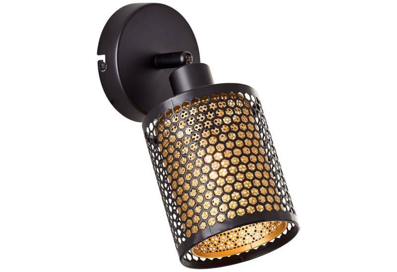 Brilliant Wandleuchte Cheval, Cheval Wandspot schwarz gold Metall/Bambus schwarz 1x D45, E14, 28 W von Brilliant