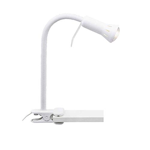 Brilliant dekorative Klemmleuchte - praktische Klammerlampe in weiß mit Flexarm ideal als Arbeits- oder Leselicht mit Schalter - aus Metall/Kunststoff - 34cm Höhe und für E-14 Leuchtmittel geeignet von Brilliant