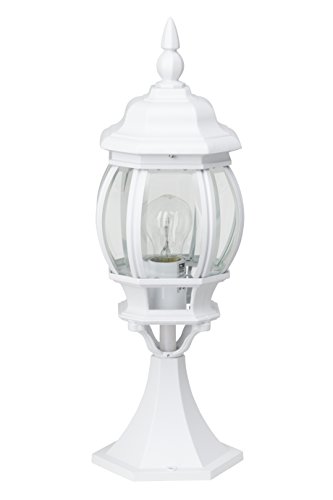 Brilliant regengeschützte Pollerleuchte - Sockelleuchte für Außen - 1x E27 max. 40W - für den Garten aus Aluminium-Druckguss/Glas, in weiß - Höhe: 50cm von Brilliant