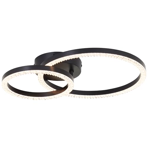 Brilliant runde LED-Deckenleuchte in schwarz - Zweifach kreisförmige Deckenlampe im modernen Design mit Kristallelementen - warmweiße Lichtfarbe mit 3000 Kelvin und 2300 Lumen Brilliant runde LED-Deckenleuchte in schwarz - Zweifach kreisförmige Deckenlampe im modernen Design mit Kristallelementen - warmweiße Lichtfarbe mit 3000 Kelvin und 2300 Lumen von Brilliant