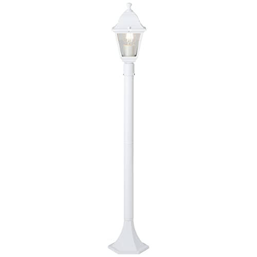 Brilliant spritzwassergeschützte Wegelampe - Standleuchte für den Außenbereich - Stehlampe mit 1x E27-Fassung für max. 40W - für den Garten aus Metall/Glas, in weiß mit IP44-1m Höhe von Brilliant