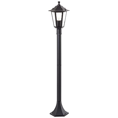 Brilliant spritzwassergeschützte Wegelampe - Standleuchte für den Außenbereich - Stehlampe mit 1x E27-Fassung für max. 40W - für den Garten aus Metall/Glas, in schwarz mit IP44-1m Höhe von Brilliant