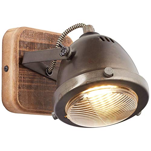 BRILLIANT Lampe Carmen Wood Wandspot burned steel/holz | 1x PAR51, GU10, 5W, geeignet für Reflektorlampen (nicht enthalten) | Kopf schwenkbar von Brilliant