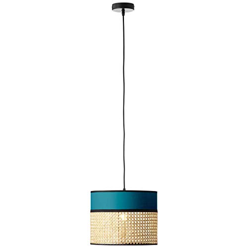 Dayanara Pendelleuchte 30cm blau/rattan von Brilliant