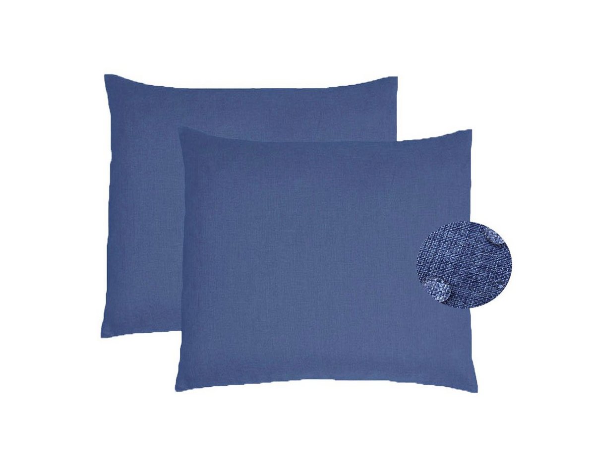 Kissenbezüge Leinen-Optik 2er Set Kissenbezug 40x40 Blau, Brilliant (2 Stück), gleichmäßiges Gewebe von Brilliant