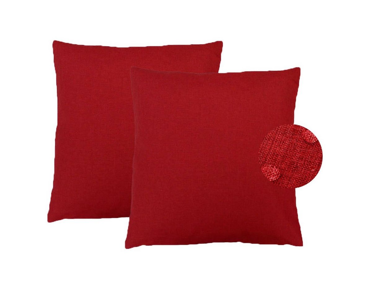 Kissenbezüge Leinen-Optik 2er Set Kissenbezug 40x40 Rot, Brilliant (2 Stück), gleichmäßiges Gewebe von Brilliant