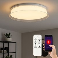 LED Deckenlampe dimmbar mit Fernbedienung Deckenleuchte Smart App Wohnzimmerleuchte, weiß transparent, 24W 2400lm warmweiß-kaltweiß, DxH 41x8 cm LED Deckenlampe dimmbar mit Fernbedienung Deckenleuchte Smart App Wohnzimmerleuchte, weiß transparent, 24W 2400lm warmweiß-kaltweiß, DxH 41x8 cm von Brilliant