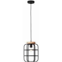 Lampe, Gwen Pendelleuchte 1flg antik holz/schwarz korund, Metall/Holz, 1x A60, E27, 40W,Normallampen (nicht enthalten) - Brilliant von Brilliant