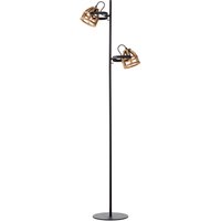 Lampe Calley Standleuchte 2flg holz dunkel/schwarz Metall/Kunststoff schwarz 2x D45, E14, 40 w - schwarz - Brilliant von Brilliant