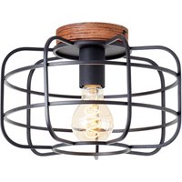 Lampe Gwen Deckenleuchte 30cm antik holz/schwarz korund Metall/Textil/Holz braun 1x A60, E27, 40 w - braun - Brilliant von Brilliant