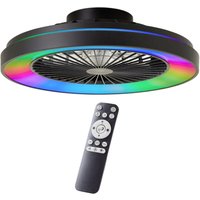 Lampe Mazzaro Deckenleuchte 48,5cm mit Ventilator schwarz Metall/Bambus schwarz 40 w led integriert - schwarz - Brilliant von Brilliant