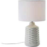 [NEUWERTIG] Ilysa Tischlampe Leuchte Lampe Stoffschirm Weiß Keramikfuß Grau Wohnraum B-Ware von Brilliant
