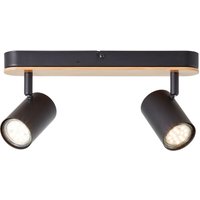 Brilliant - Niels Spotbalken 2flg schwarz matt/natur, Metall/Bambus, 2x led, GU10, 10 w - braun von Brilliant