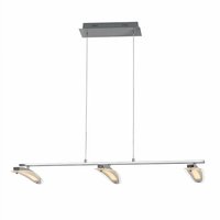 Pendelleuchte Hängelampe Esstischleuchte, 3-flammig, Pendellampe schwenkbar, Metall Glas, silber, led 6 w 480 lm 3000 k warmweiß, LxBxH 115x35x150 cm von Brilliant