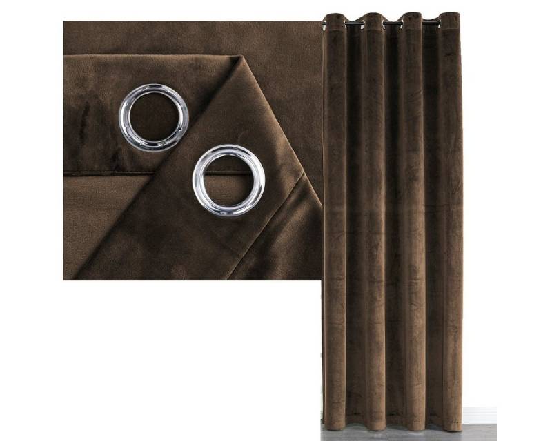 Brilliant Vorhang SAMT Vorhang 140x245 Cappuccino, Ösen (1 St), verdunkelnd, Polyester, Lichtreflexe von Brilliant